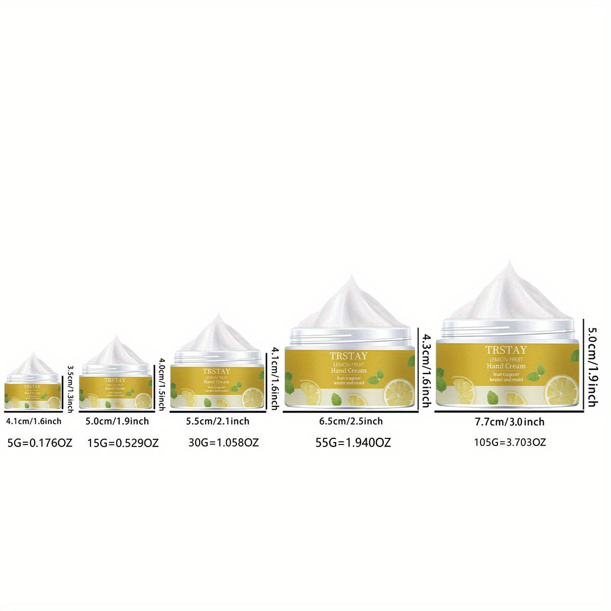 TRSTAY Lemon Fruit Hand & Foot Cream - Gentle Hypoallergenic Formula for Dry, Cracked Light Beige, Daily Moisturizer with Soothing Lemon Fruit Extract, 1.7oz, All Light Beige Types Including Sensitive, Fresh Appeal Packaging,