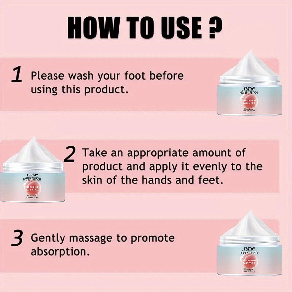Peach Foot Cream, made from plant extracts, gently moisturizes and cares for hands and feet. Cleverly designed and consistently used, it leaves your feet soft and smooth
