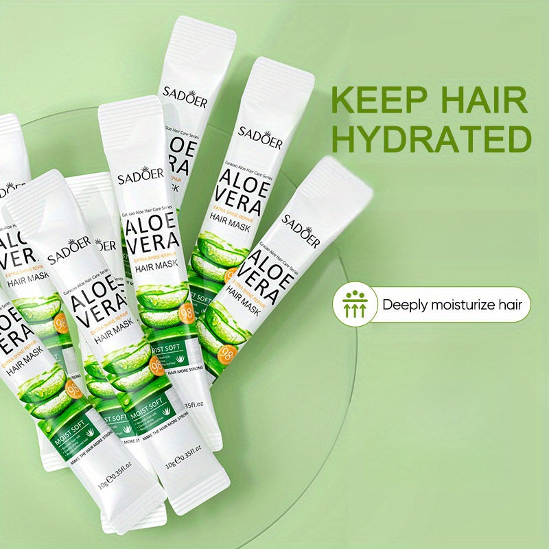 Aloe vera hair mask, improves dryness, perming, frizz, smoothness, moisturizing, hair care mask, Women's hair lotion, conditioner, suitable for all hair types, plant-based conditioner, small strip set, portable travel set