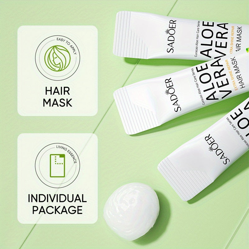 Aloe vera hair mask, improves dryness, perming, frizz, smoothness, moisturizing, hair care mask, Women's hair lotion, conditioner, suitable for all hair types, plant-based conditioner, small strip set, portable travel set