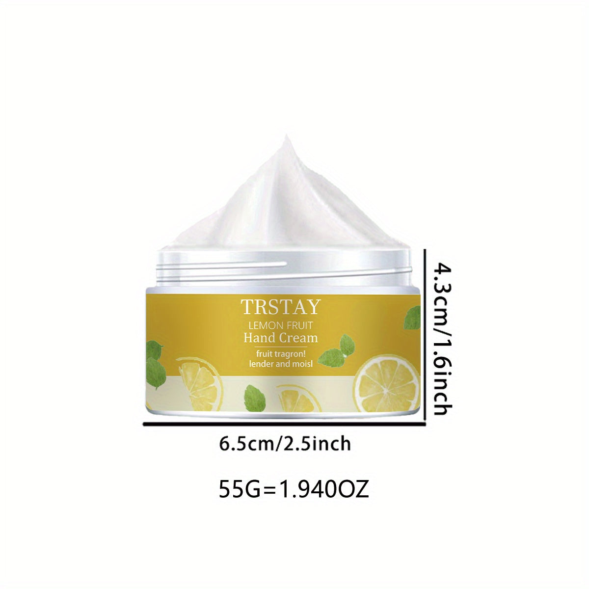 TRSTAY Lemon Fruit Hand & Foot Cream - Gentle Hypoallergenic Formula for Dry, Cracked Light Beige, Daily Moisturizer with Soothing Lemon Fruit Extract, 1.7oz, All Light Beige Types Including Sensitive, Fresh Appeal Packaging,