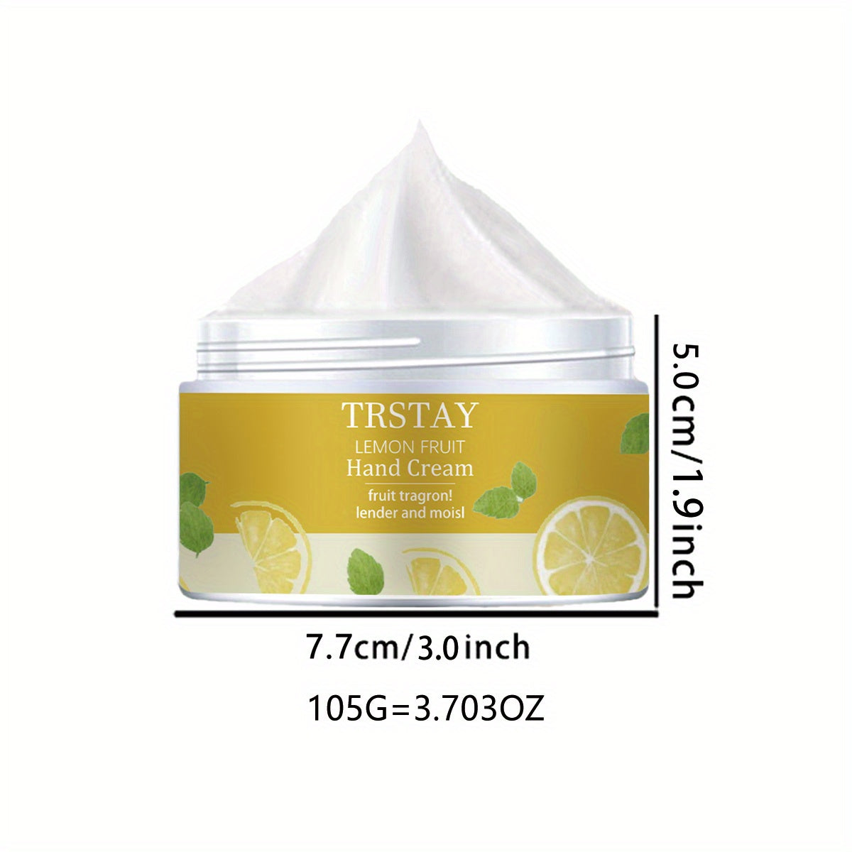TRSTAY Lemon Fruit Hand & Foot Cream - Gentle Hypoallergenic Formula for Dry, Cracked Light Beige, Daily Moisturizer with Soothing Lemon Fruit Extract, 1.7oz, All Light Beige Types Including Sensitive, Fresh Appeal Packaging,