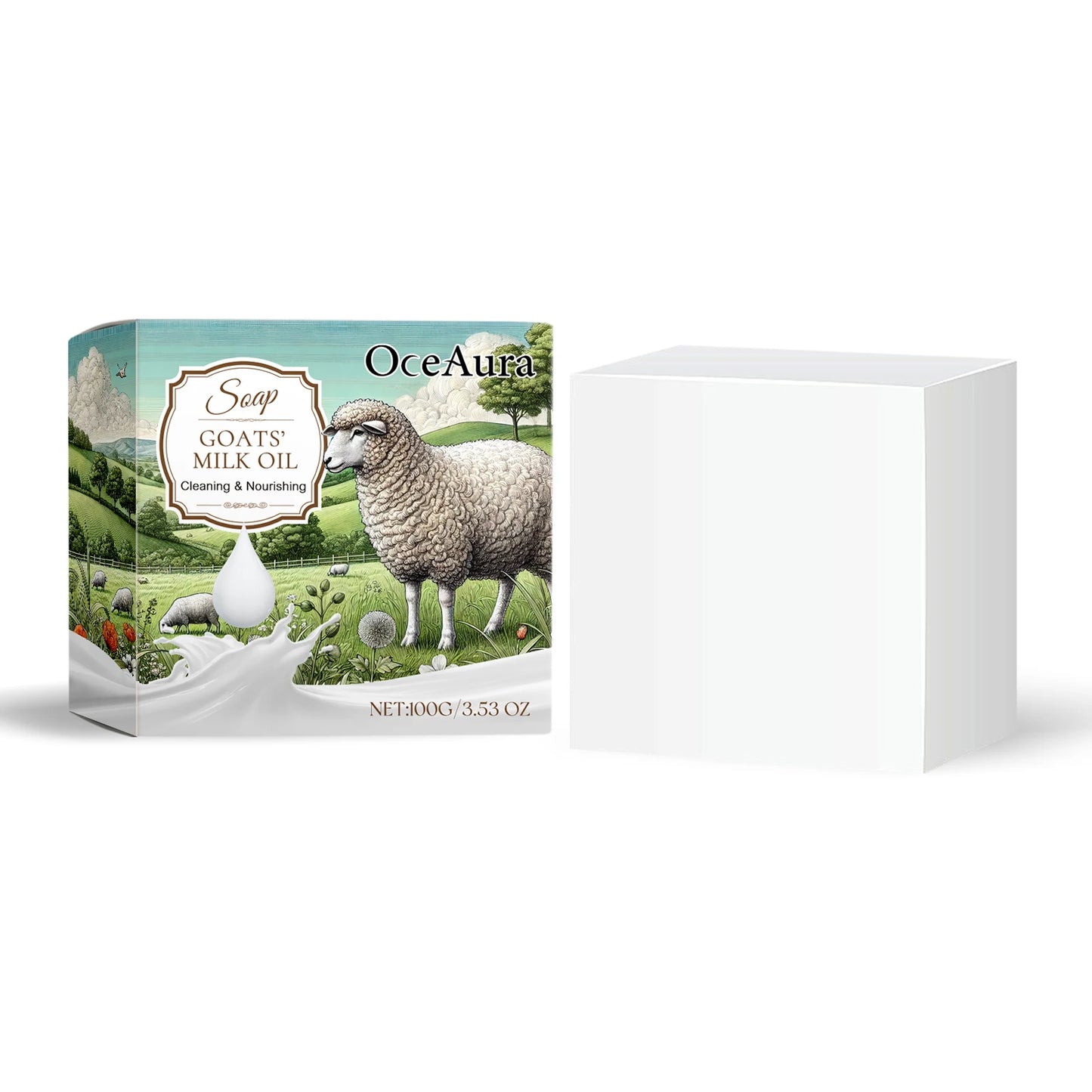 Organic Oceaura Goat Milk Soap Gentle Cleaning Body Dirts Improve Skin Texture Restore Skin Luster Moisturize Natural Body Bathing Soap