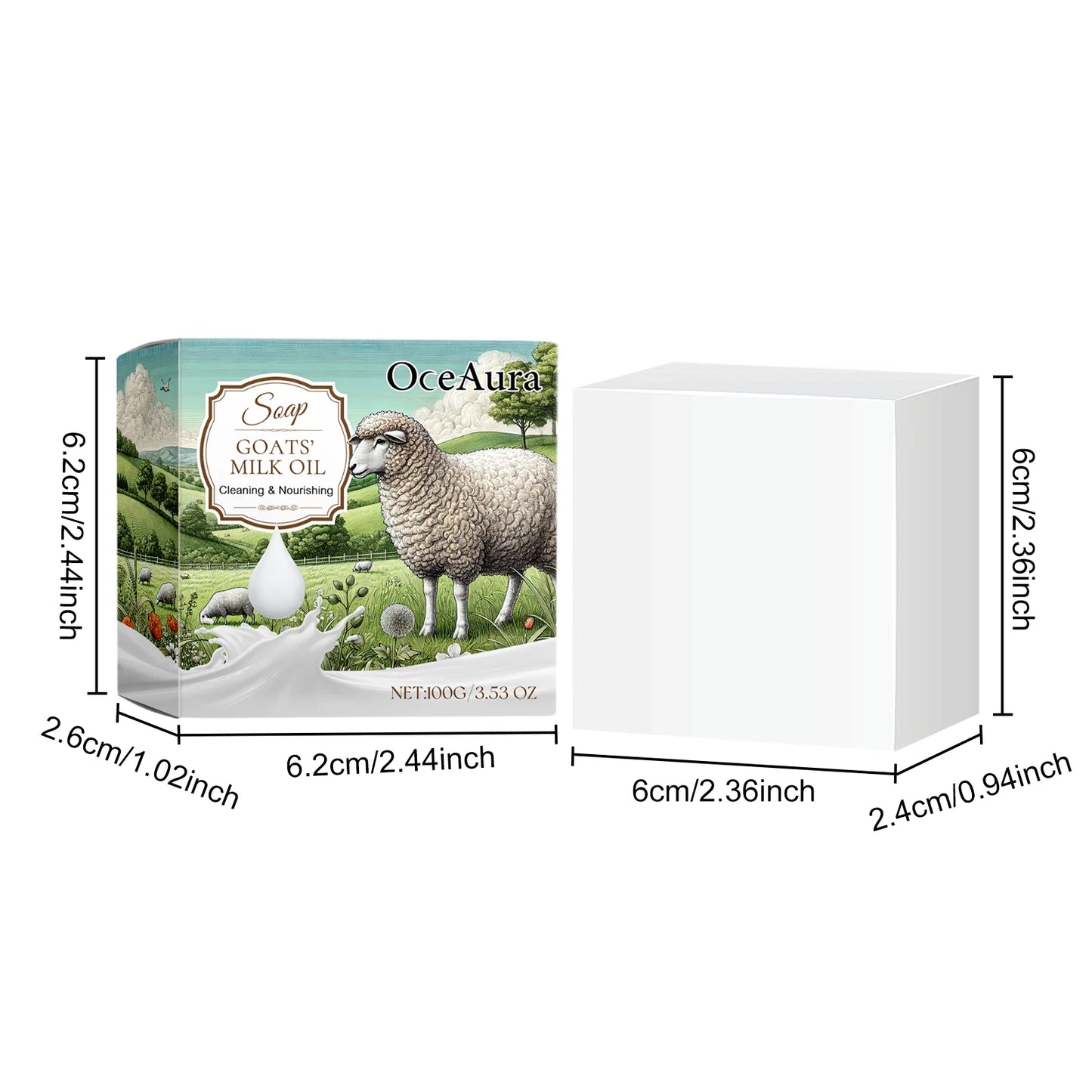 Organic Oceaura Goat Milk Soap Gentle Cleaning Body Dirts Improve Skin Texture Restore Skin Luster Moisturize Natural Body Bathing Soap