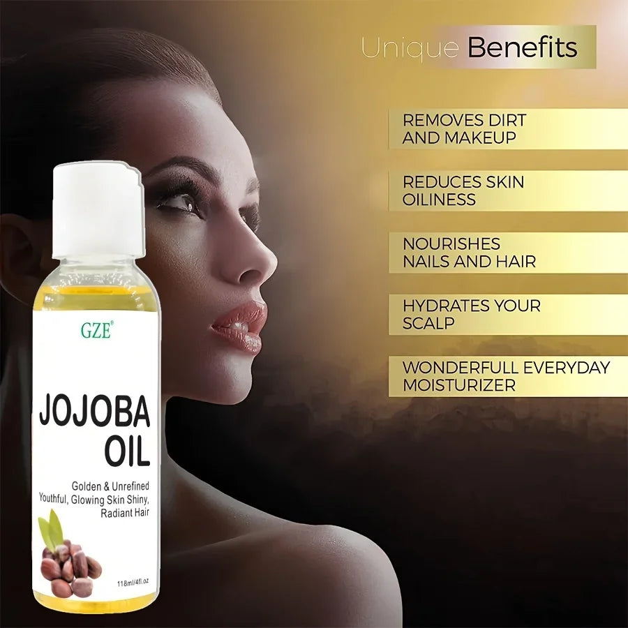 Organic Jojoba Oil, Pure Moisturizing Oil For Face, Hair, Skin & Nails | Natural Cold Pressed Hexane Free Carrier Oil