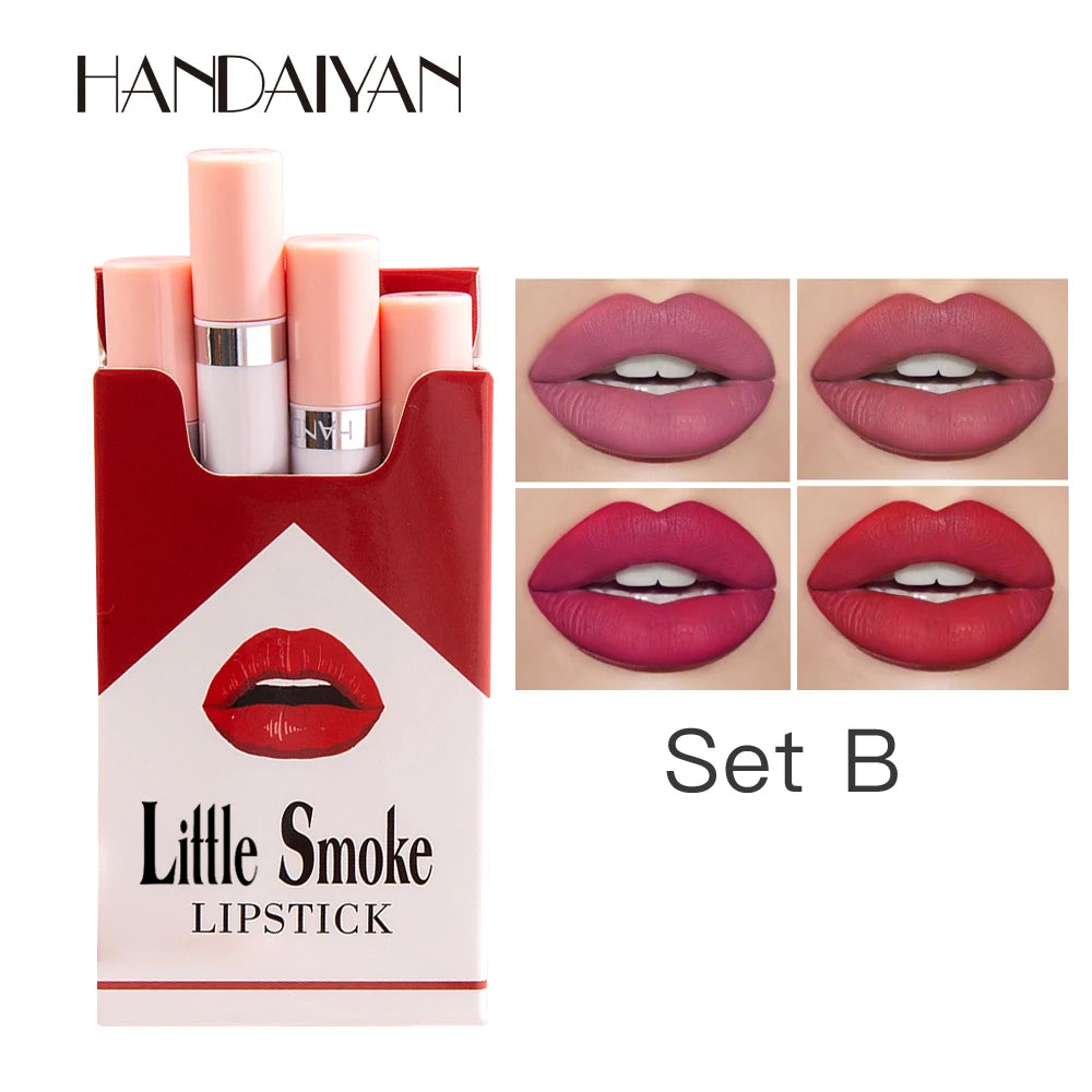 Organic matte lipstick 4pcs/set velvet small cigarette lipstick set that is not easy to fade