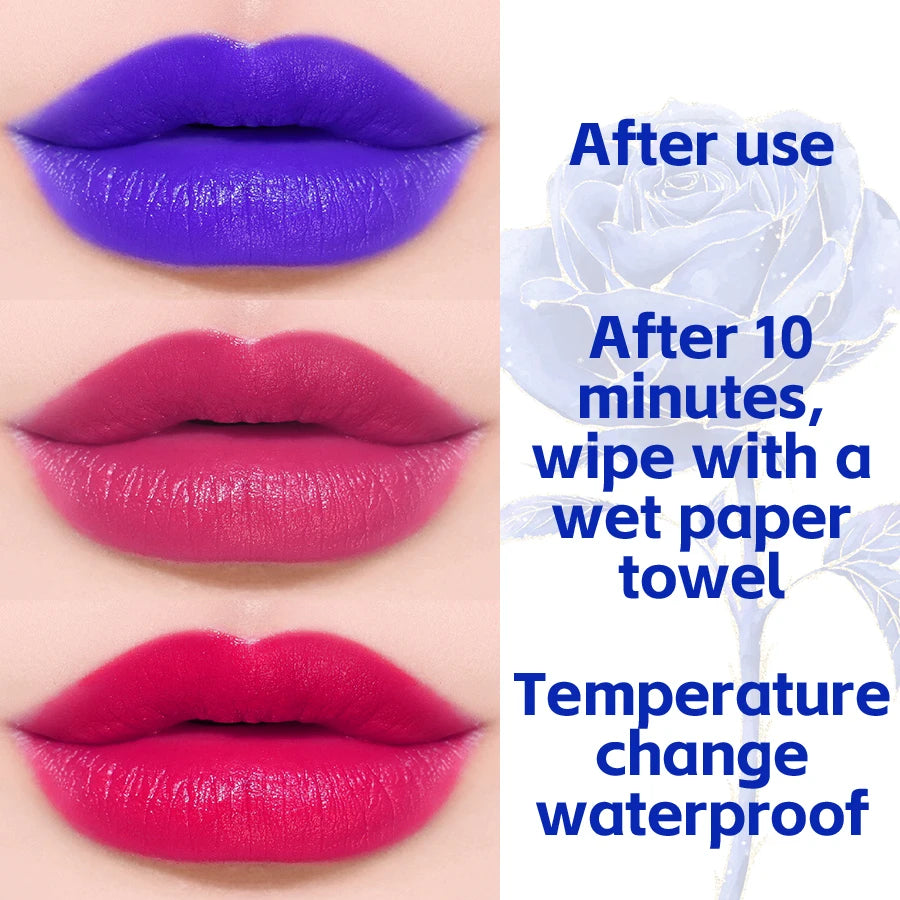 Blue Rose Lipstick Temperature Color Changing lipstic Moisturizing Female Makeup products Sexy Lip tint Gloss Shiny Lipsticks