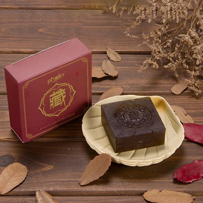 Organic Tibetan Ancient Soap Black Soap Handmade Soap Face Clean Anti-Acne Remove Blackheads Chinese Herbal Soap with Cordyceps Sinensis