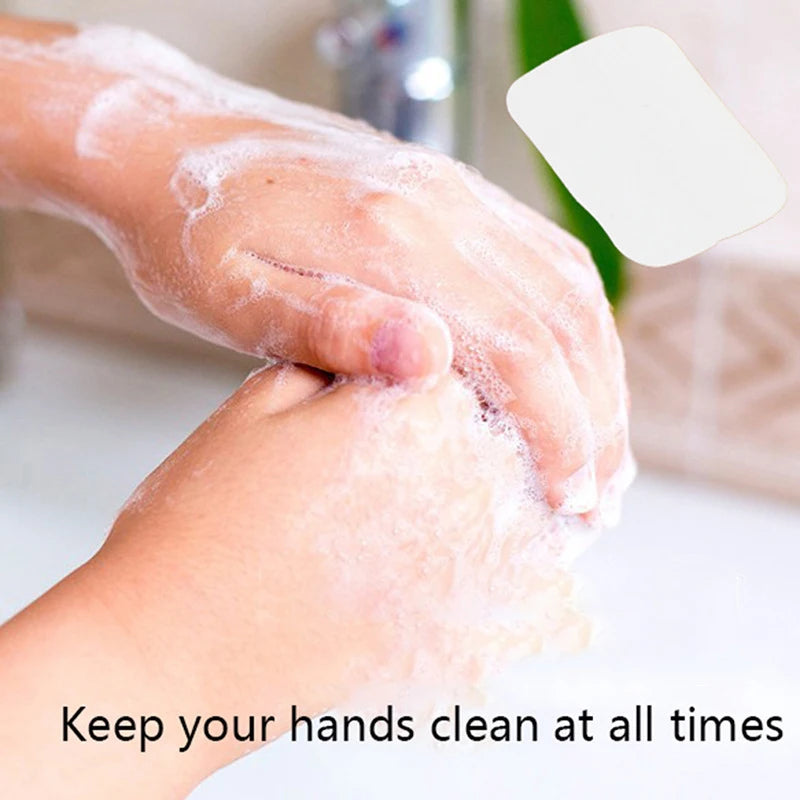 40/60/100 Pcs Organic Soap Paper Portable Hand Washing Slice Sheets Bath Travel Scented Foaming Soap Bath Clean Soap Tablets Bathroom
