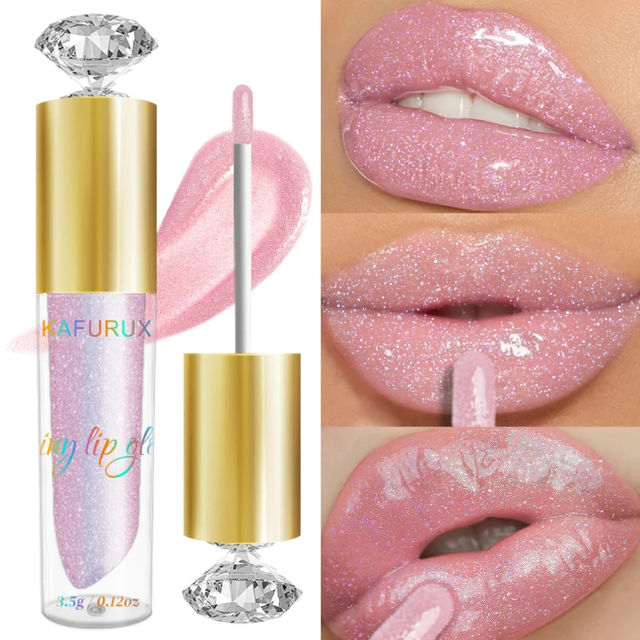 9 Colors Moisturizing Diamond Shimmer Glitter Lip Gloss Makeup Sparkling Glitter Liquid Lipstick Pearl Lip Gloss Sexy Lip