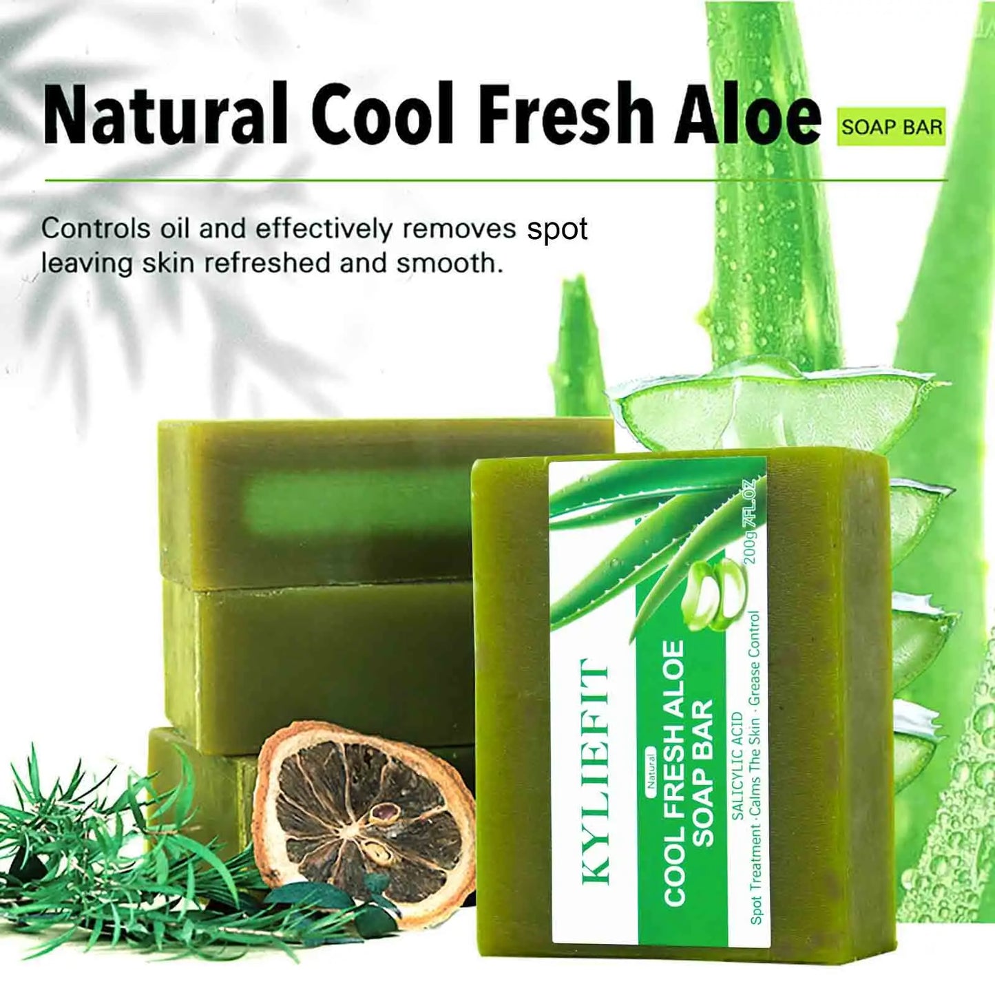 Organic Aloe Brightening Soap Bar, Reduce Dark Spots, Sun Spots, Acne, Oil Control, Clean Stains, Exfoliation, For Face and Body