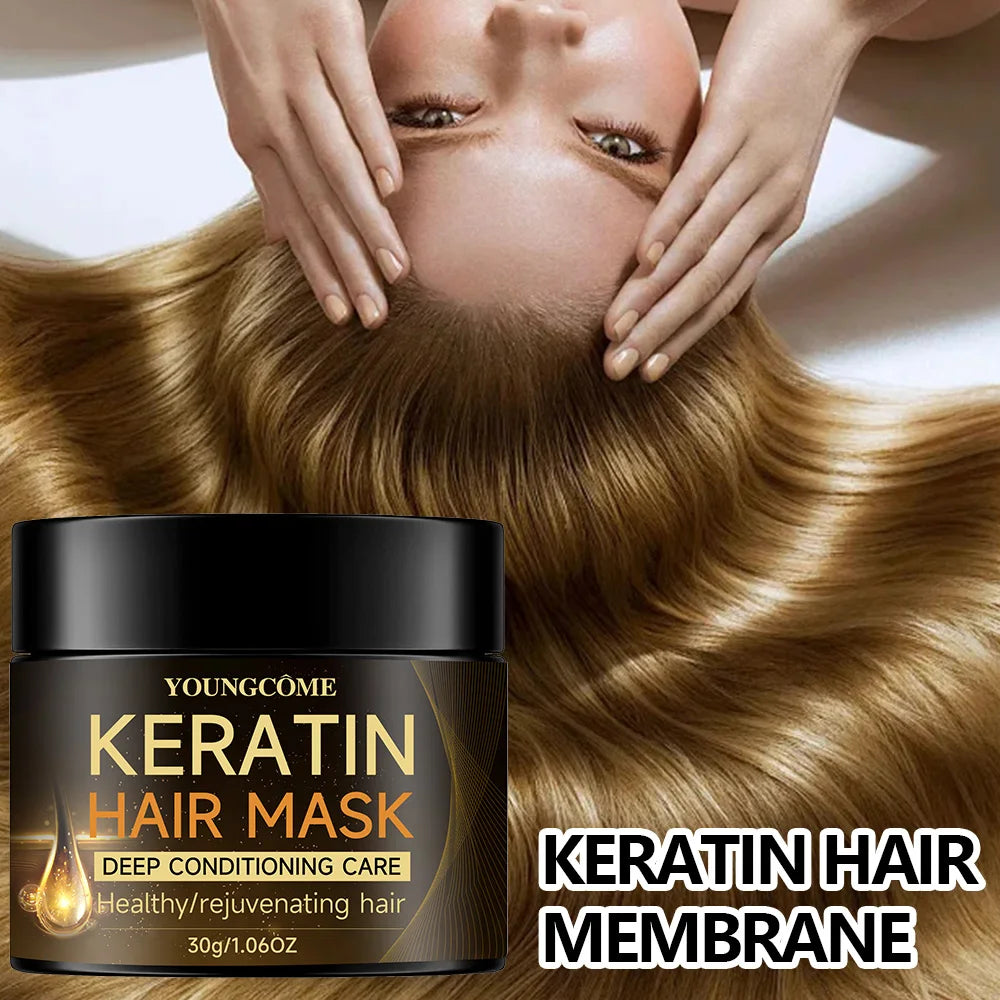 Organic Keratin Hair Mask Repair Damaged Hair Restore Shine Hair Mask Moisturizer Conditioner Soft Smooth Frizz Damaged Hair Care