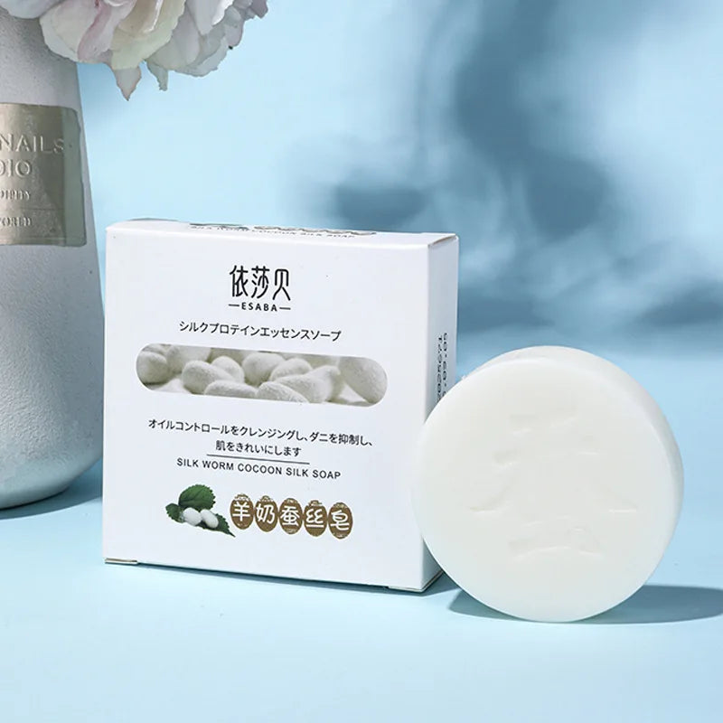 Organic Goat Milk Silk Handmade Soap 60g Moisturizing Skin Care Cleansing Facial Soap Remove Acne Remove Shrink Face Cleaner Body Wash
