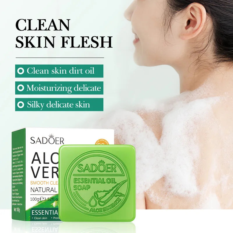 Organic Aloe Vera Smooth Cleansing Natural Soap Cleansing Smooth Handmade Essential Oil Soap100g