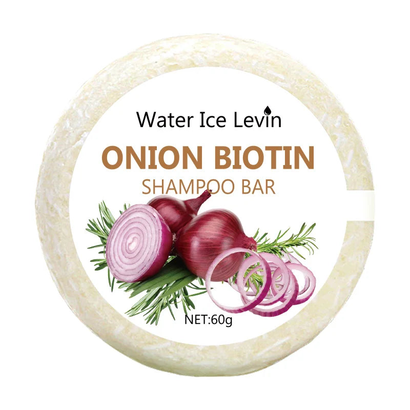 Organic Onion and Biotin Shampoo Soap - 60g, Suitable for All Hair Types, Moisturizing and Smoothing, Rich in Rosemary Extract