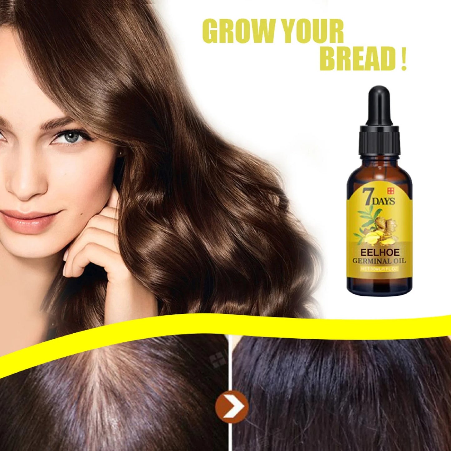 Organic Ginger Hair Care Oil Hair Roots Scalp Treatment Improve Androgenetic Alopecia Scalp Treatment Serum Strengthen Hair Roots