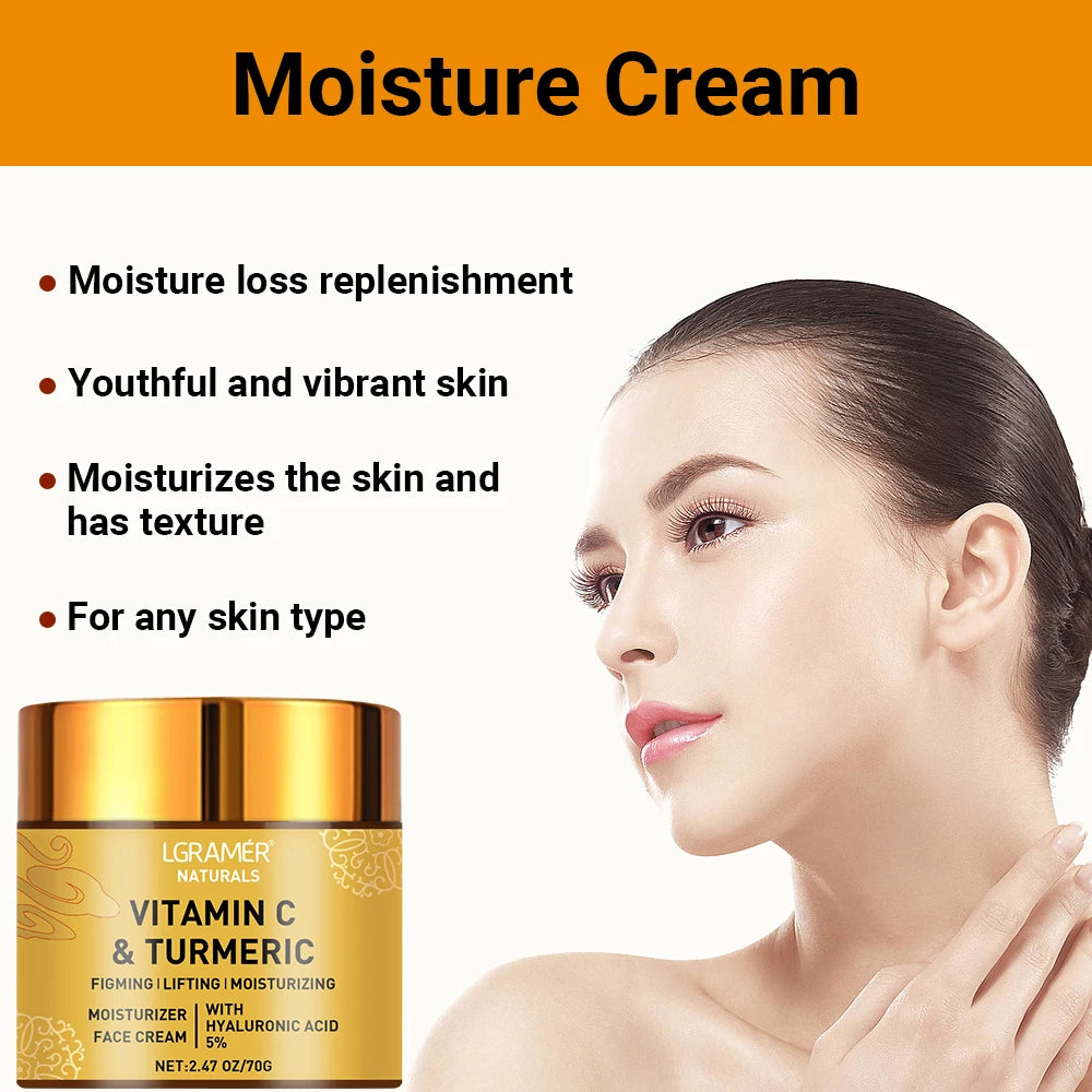 Organic Turmeric Vitamin C Face cream Retinol Moisturizing Firming Hyaluronic Lightening Repairing Smooth Skincare Whitening Creams