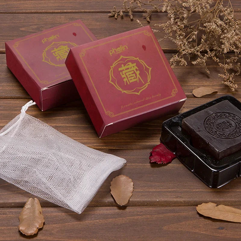 Organic Tibetan Ancient Soap Black Soap Handmade Soap Face Clean Anti-Acne Remove Blackheads Chinese Herbal Soap with Cordyceps Sinensis