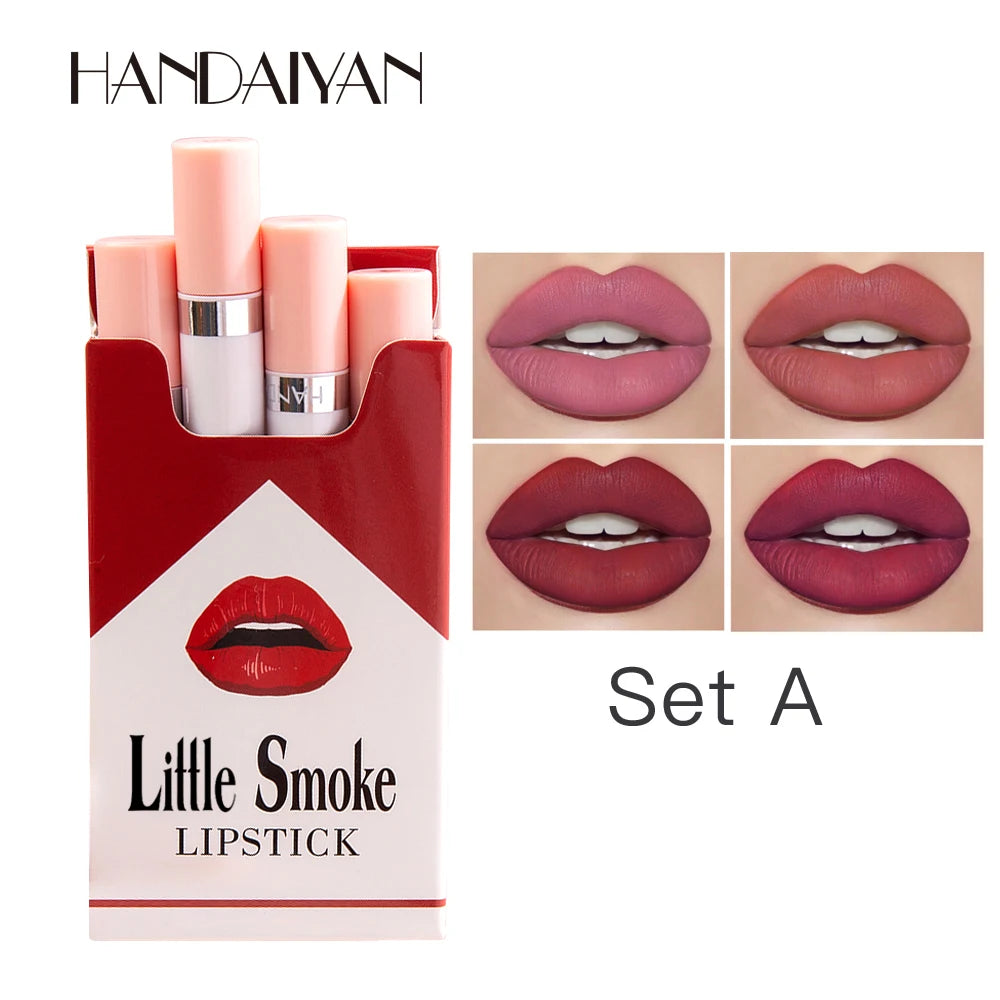 Organic matte lipstick 4pcs/set velvet small cigarette lipstick set that is not easy to fade