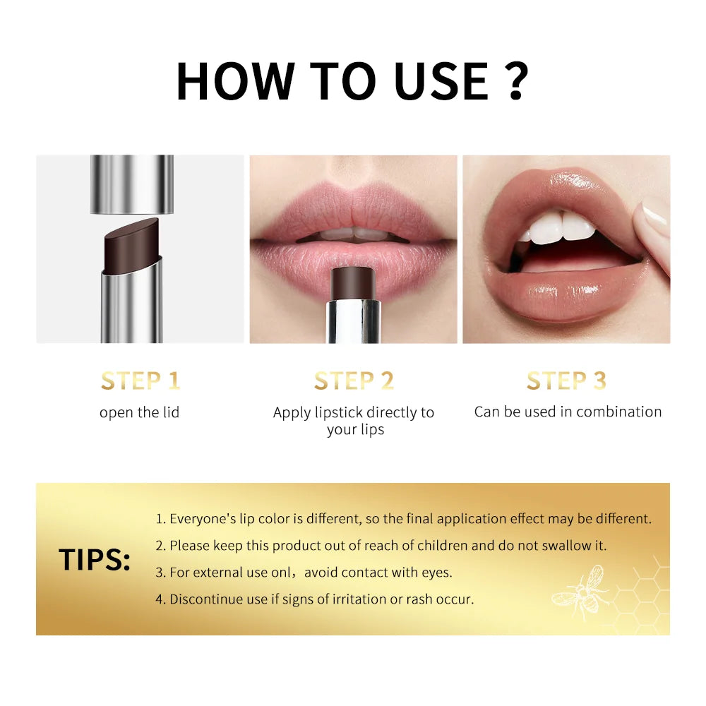 Organic Black Honey Lipstick Long Lasting Moisturizing Natural Lip Plumper Makeup Lip Plumping Gloss Cosmetics Exfoliating for Lip