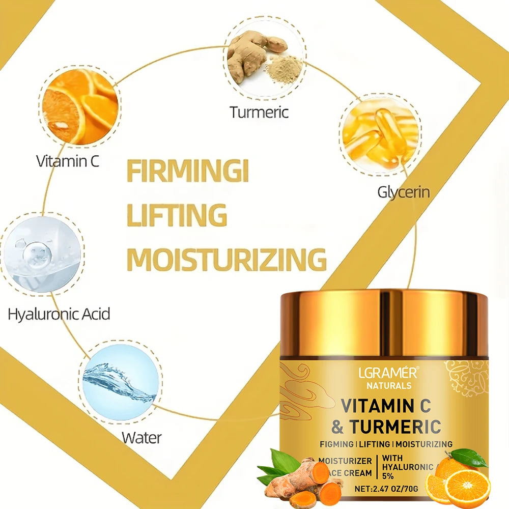 Organic Turmeric Vitamin C Face cream Retinol Moisturizing Firming Hyaluronic Lightening Repairing Smooth Skincare Whitening Creams