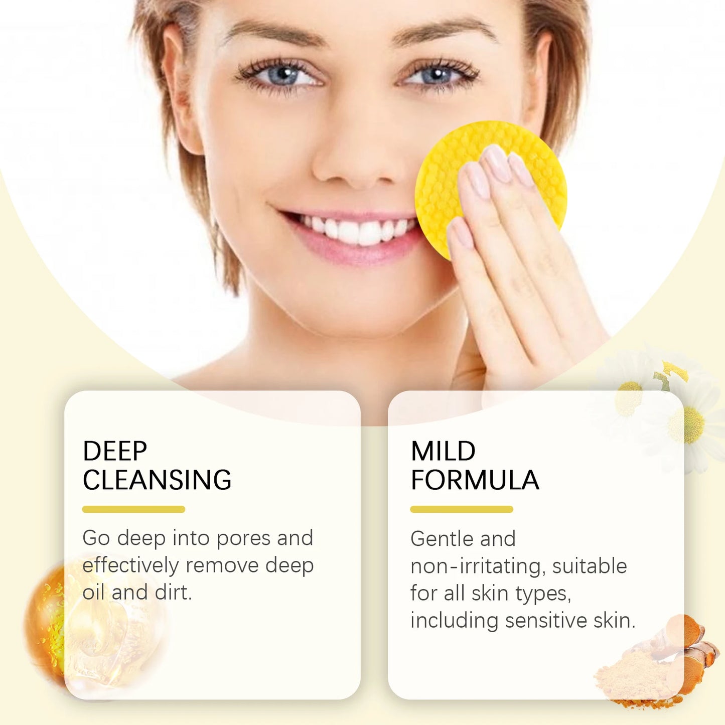 Organic Turmeric Kojic Acid Cleansing Pads Exfoliating Pads Facial Sponges For Cleansing Exfoliating Daily Cleansing Skin Care Tools