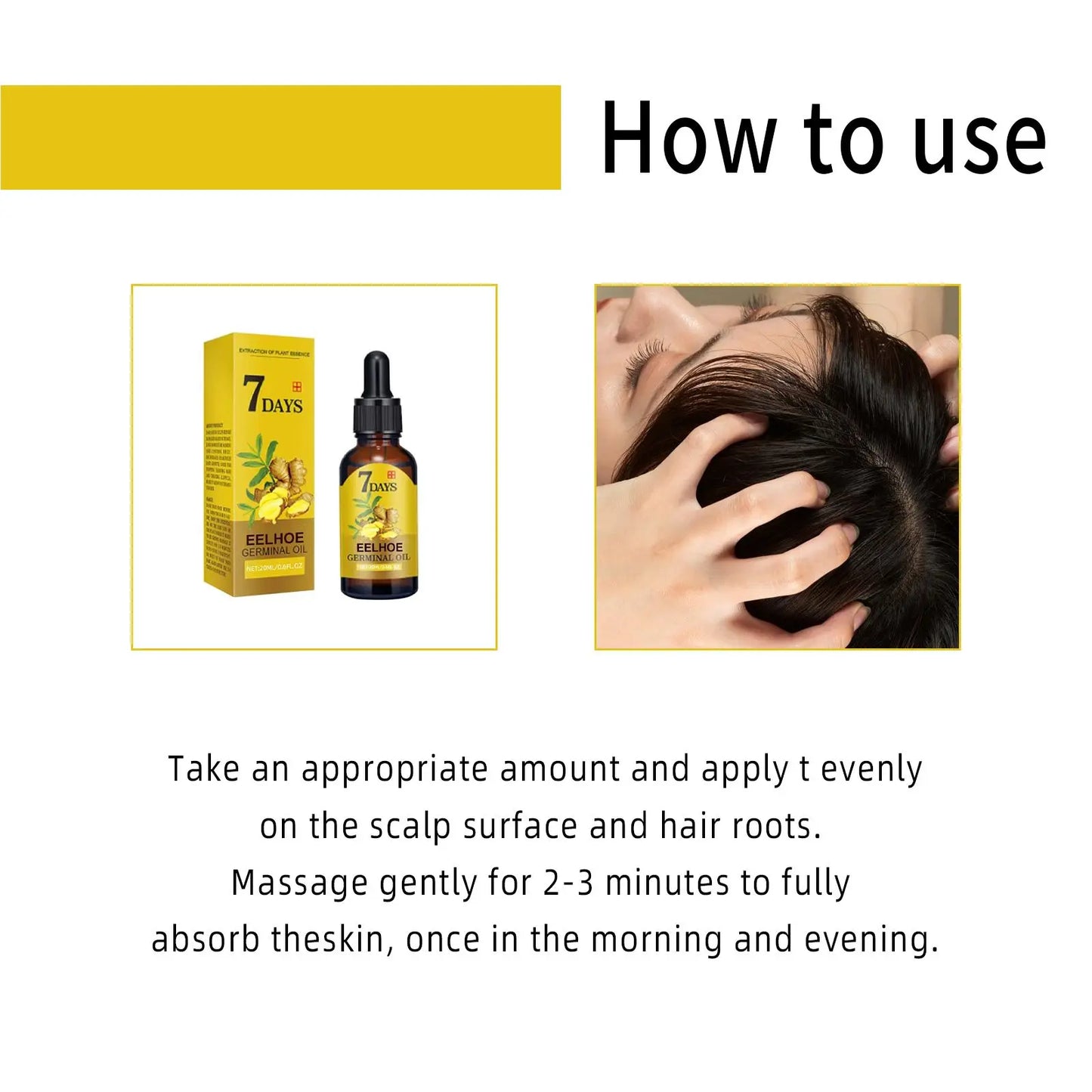 Organic Ginger Hair Care Oil Hair Roots Scalp Treatment Improve Androgenetic Alopecia Scalp Treatment Serum Strengthen Hair Roots