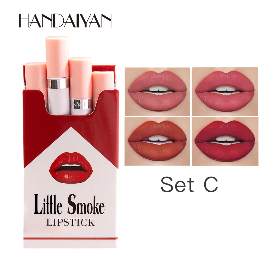 Organic matte lipstick 4pcs/set velvet small cigarette lipstick set that is not easy to fade