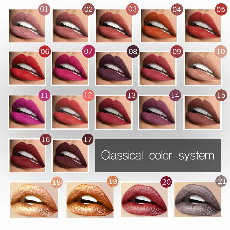 Organic Lip Makeup 17 Color Sexy Matte Long Lasting Lip Gloss Liquid Lipstick Lip Cream
