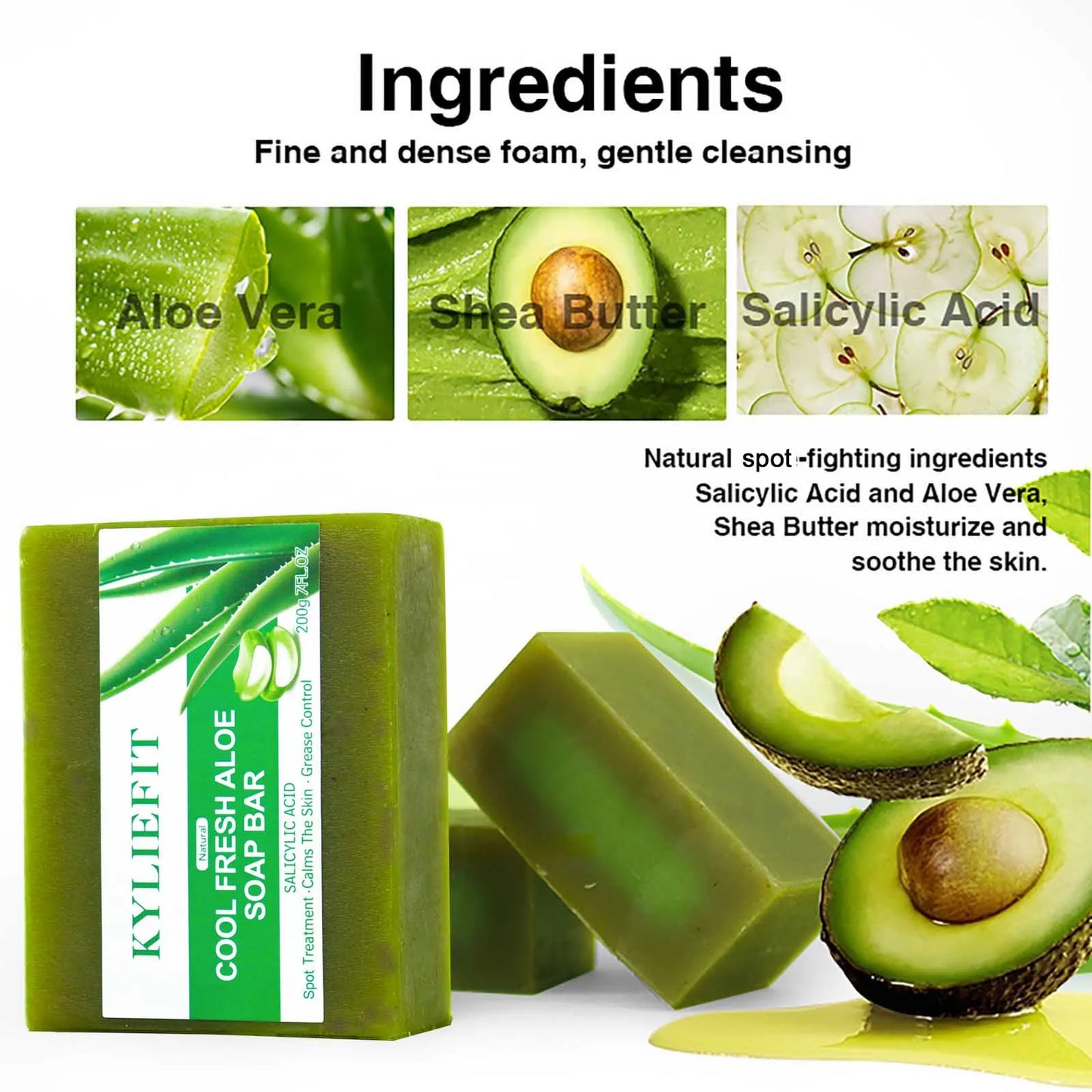 Organic Aloe Brightening Soap Bar, Reduce Dark Spots, Sun Spots, Acne, Oil Control, Clean Stains, Exfoliation, For Face and Body