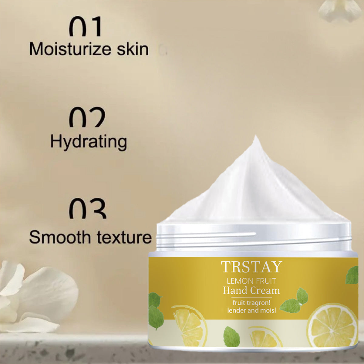 TRSTAY Lemon Fruit Hand & Foot Cream - Gentle Hypoallergenic Formula for Dry, Cracked Light Beige, Daily Moisturizer with Soothing Lemon Fruit Extract, 1.7oz, All Light Beige Types Including Sensitive, Fresh Appeal Packaging,