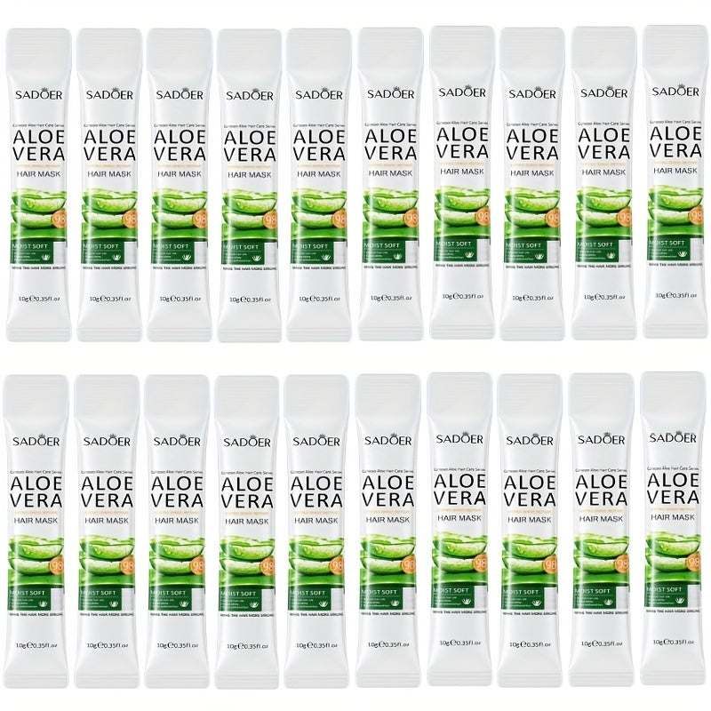 Aloe vera hair mask, improves dryness, perming, frizz, smoothness, moisturizing, hair care mask, Women's hair lotion, conditioner, suitable for all hair types, plant-based conditioner, small strip set, portable travel set