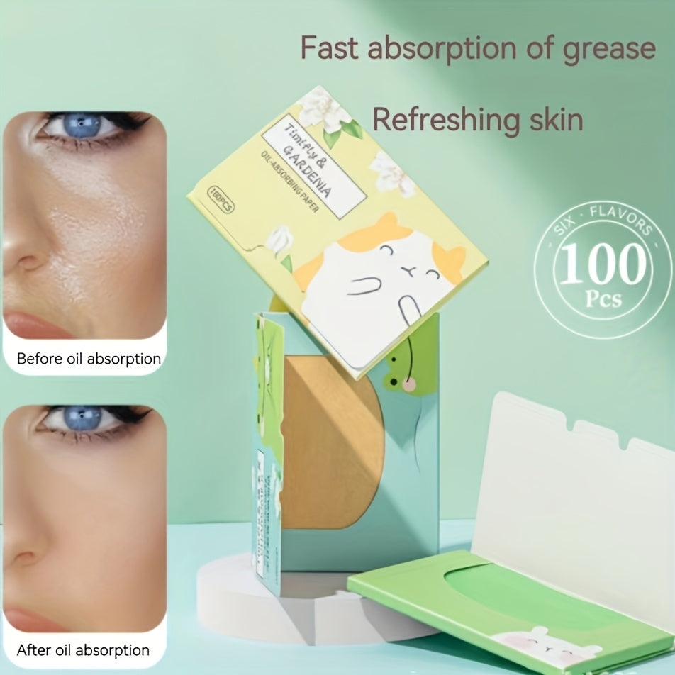 Summer Face Oil Light Beige T-zone Dry Oil Absorbing Paper, Suitable for Office Work and Students to Keep the Face Refreshing and Oil-Free, No Makeup Remover, Odorless, Portable Boxed, Unisex 100/10 Sheets