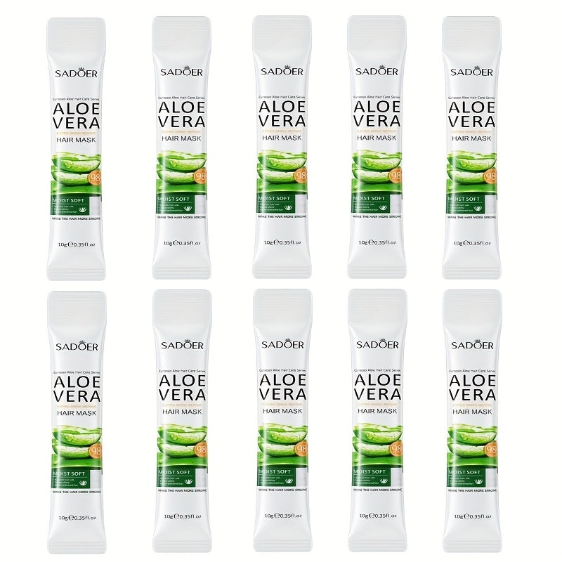Aloe vera hair mask, improves dryness, perming, frizz, smoothness, moisturizing, hair care mask, Women's hair lotion, conditioner, suitable for all hair types, plant-based conditioner, small strip set, portable travel set
