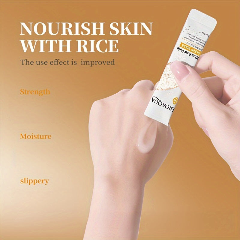 Sleeping Mask Rice Extract Mask Hydrating, Moisturizing and Firming Light Beige No Rinse Application Portable Travel Essential Suitable for All Light Beige Types