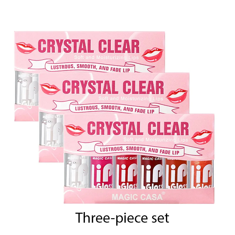 Organic MAGIC CASA 6-Piece Set Water-Gloss Jelly Lip Oil - Plumping, Hydrating, Makeup Base, Long-Lasting Moisture