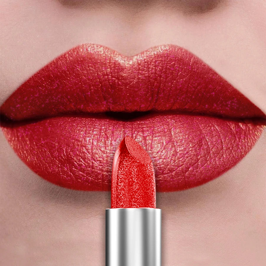 Organic 21Colors Bold & Intense Glitter Shiny Metallic Lipstick Pearlescent Lip Tint,Long Lasting Lip Senior Matte Lip Makeup Gifts for