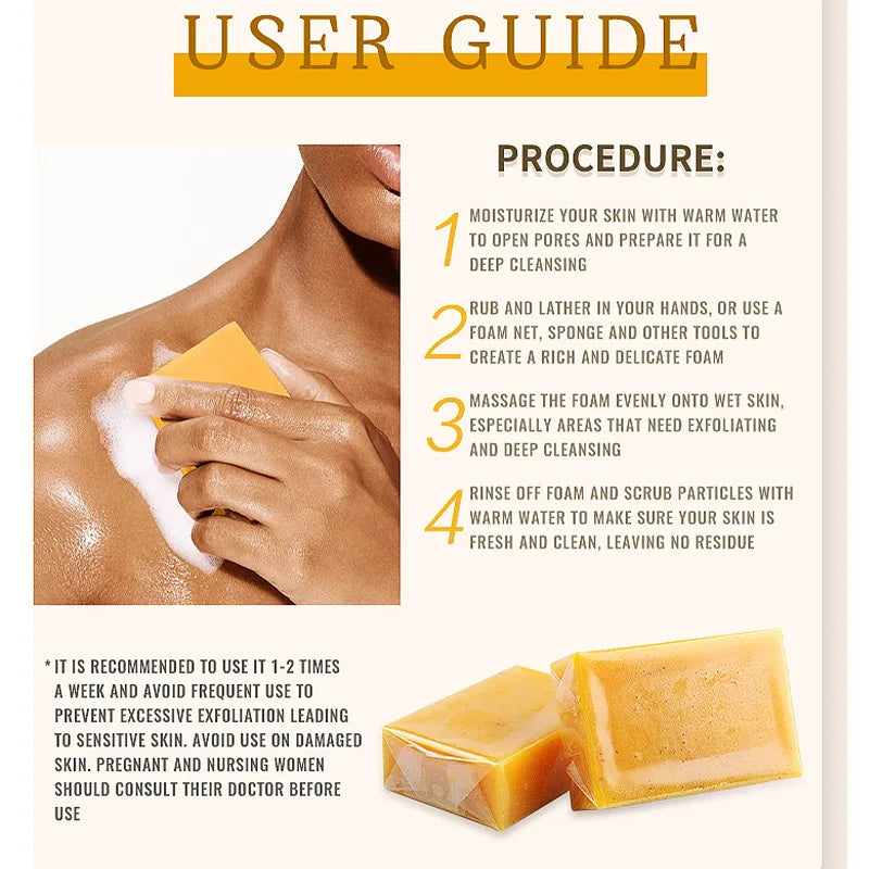 (1/2/4/6Pcs) Organic Turmeric Kojic Acid Handmade Soap Scrub for Exfoliation, Moisturizing, Deep Cleansing, Spot Removal, Acne Removal