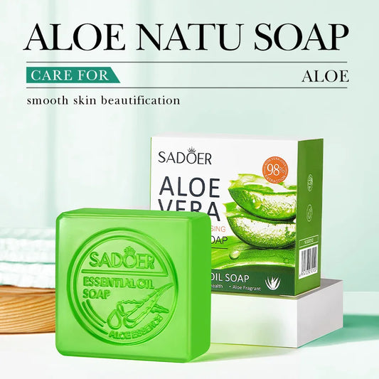Organic Aloe Vera Smooth Cleansing Natural Soap Cleansing Smooth Handmade Essential Oil Soap100g