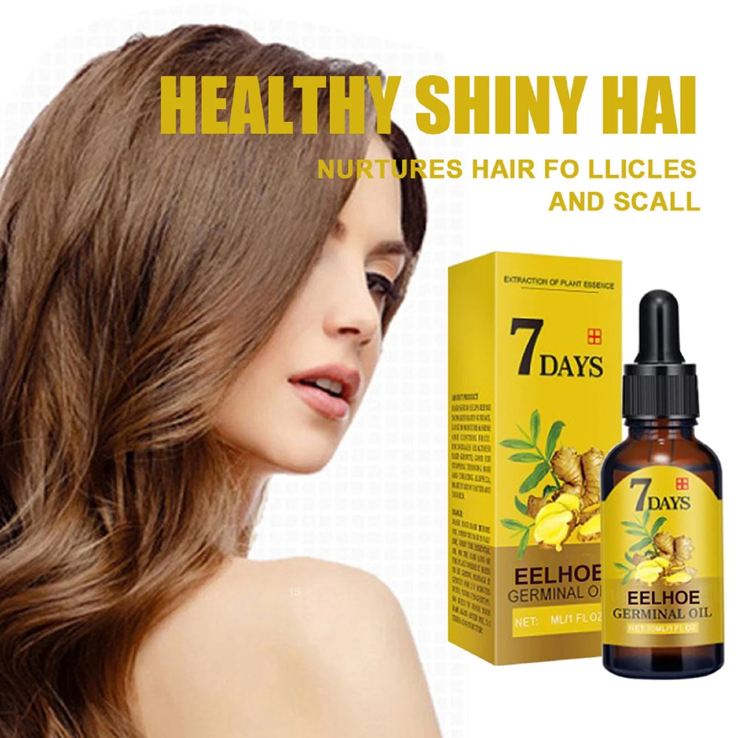 Organic Ginger Hair Care Oil Hair Roots Scalp Treatment Improve Androgenetic Alopecia Scalp Treatment Serum Strengthen Hair Roots