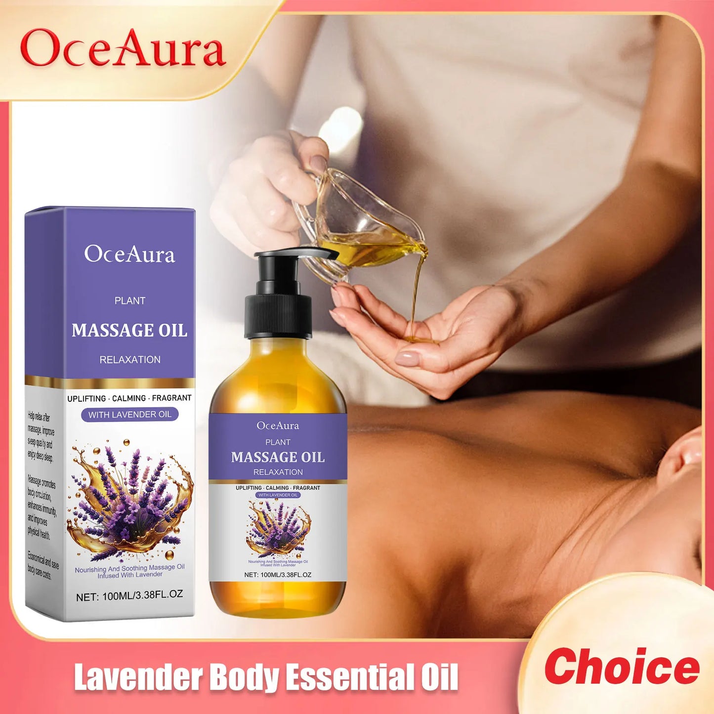 Organic Lavender Essential Oil Relief Stress Improve Sleep Spa Moisturizing Comfortable Calming Nourishing Body Relaxing Massage Essence