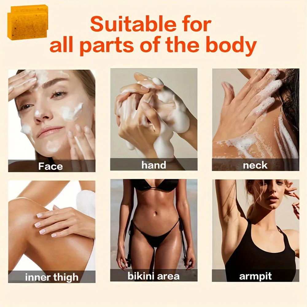 (1/2/4/6Pcs) Organic Turmeric Kojic Acid Handmade Soap Scrub for Exfoliation, Moisturizing, Deep Cleansing, Spot Removal, Acne Removal