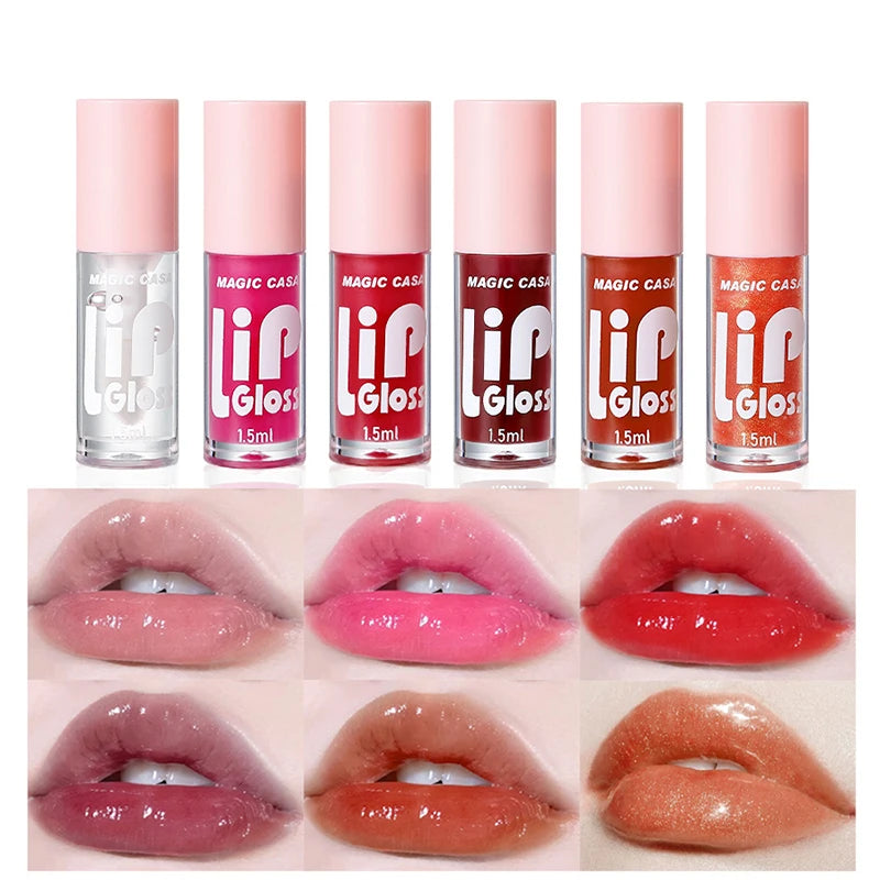 Organic MAGIC CASA 6-Piece Set Water-Gloss Jelly Lip Oil - Plumping, Hydrating, Makeup Base, Long-Lasting Moisture