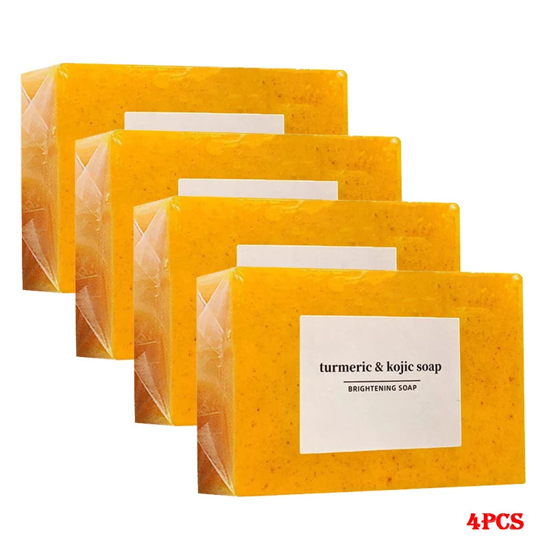 (1/2/4/6Pcs) Organic Turmeric Kojic Acid Handmade Soap Scrub for Exfoliation, Moisturizing, Deep Cleansing, Spot Removal, Acne Removal
