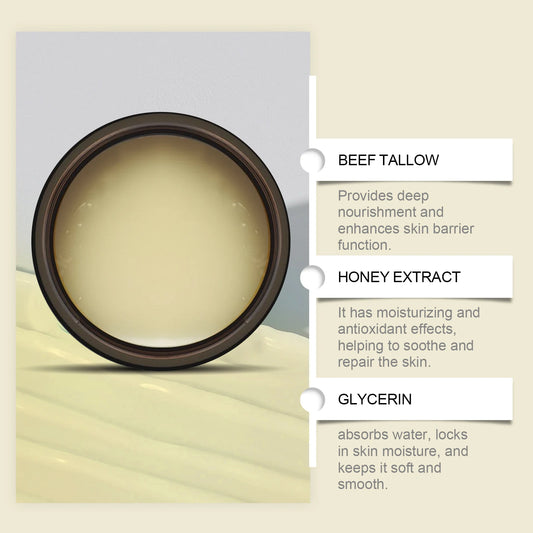 Organic Whipped Beef Tallow and Honey Balm Skin Face Moisturizer Fast Absorption Grass Fed Grass Finished Organic Face Cream Body Lotion