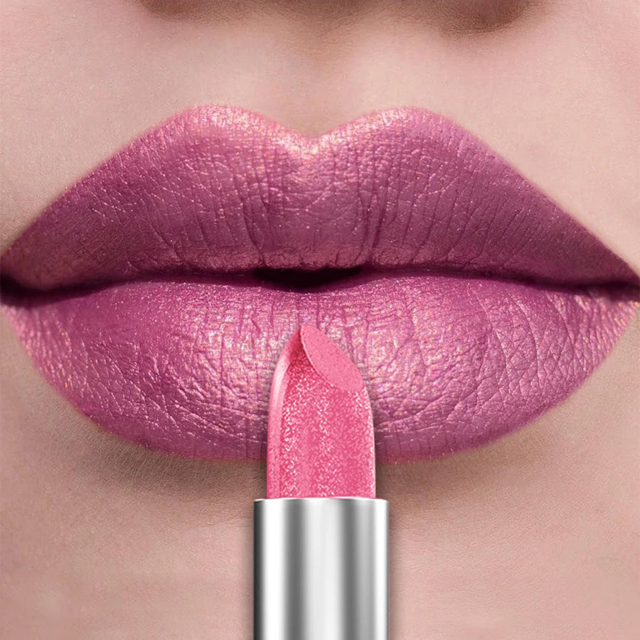 Organic 21Colors Bold & Intense Glitter Shiny Metallic Lipstick Pearlescent Lip Tint,Long Lasting Lip Senior Matte Lip Makeup Gifts for