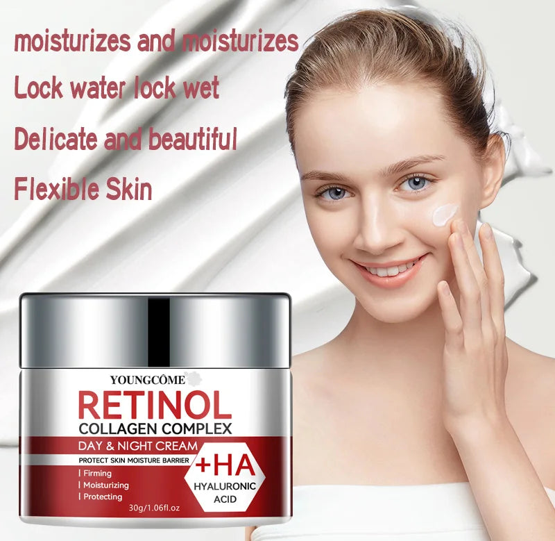 Organic Retinol Collagen Facial Care Moisturizing Cream Deep Hydration  Suitable for dry Aging Face Cream Moisturizing Skin Repair.