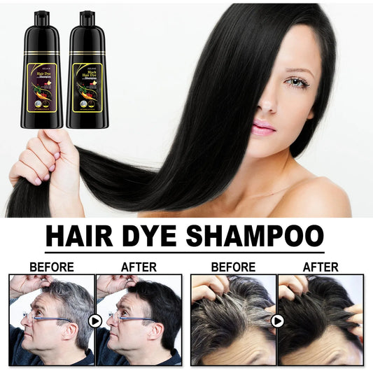 100ml Organic Black Color Hair Dyeing Shampoo 3-in-1 Natural Herbal Instant Coloring Shiny Hair Dye Shampoo Cleaning Nourishing Hair