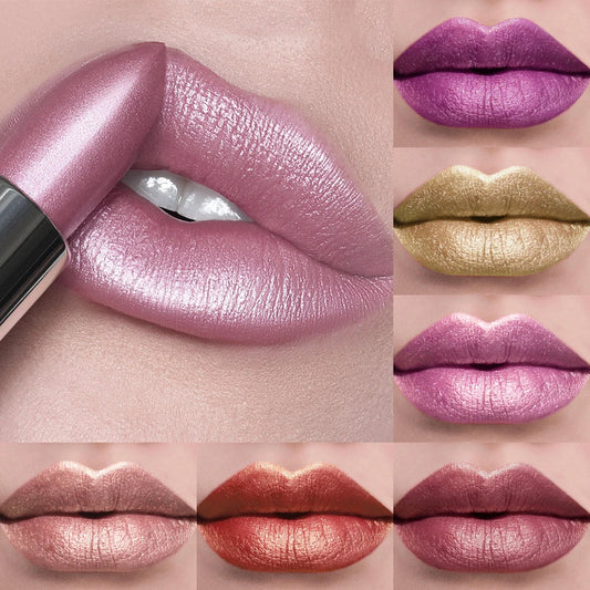 Organic 21Colors Bold & Intense Glitter Shiny Metallic Lipstick Pearlescent Lip Tint,Long Lasting Lip Senior Matte Lip Makeup Gifts for