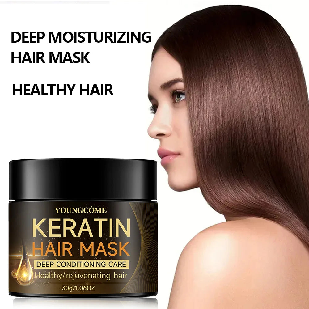 Organic Keratin Hair Mask Repair Damaged Hair Restore Shine Hair Mask Moisturizer Conditioner Soft Smooth Frizz Damaged Hair Care
